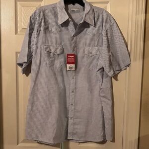 Wrangler Men's Light Blue Gingham Shirt